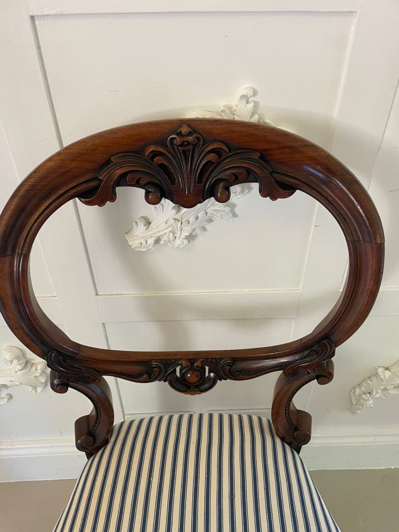 Outstanding Quality Set of 6 Antique Victorian Carved Walnut Dining Chairs - Image 7